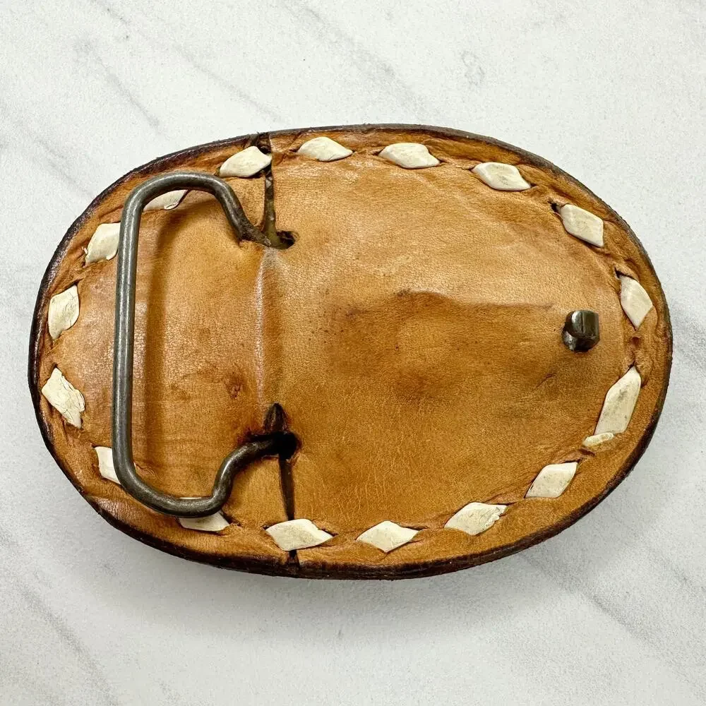 Vintage NAC Initials Custom Leather Western Belt Buckle ✨